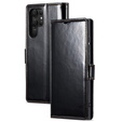 Cu clapetă pentru Samsung Galaxy S23 Ultra, ERBORD Waxy Wallet, negru