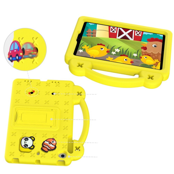 Husă pentru copii pentru iPad mini 7.9" 2019/2015/2014/2013/2012 (5/4/3/2/1 gen.), Cute Patterns, cu suport, galben