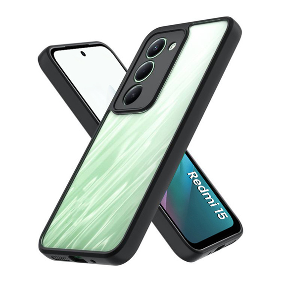 Carcasă pentru Xiaomi Redmi 15 5G / 4G, cu protecție pentru cameră, transparentă cu laturi negre