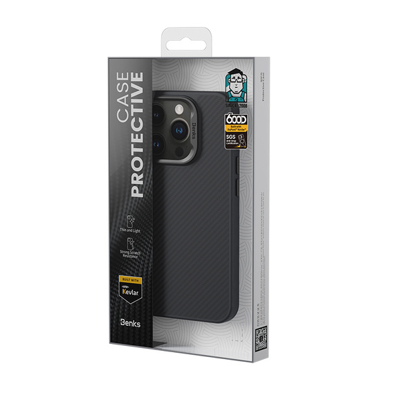 BENKS Kevlar Armor PRO Carbon Fiber 600D D065 caz pentru MagSafe pentru iPhone 16 Pro