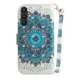 Cu clapetă pentru Samsung Galaxy A54 5G, Wallet mandala, alb