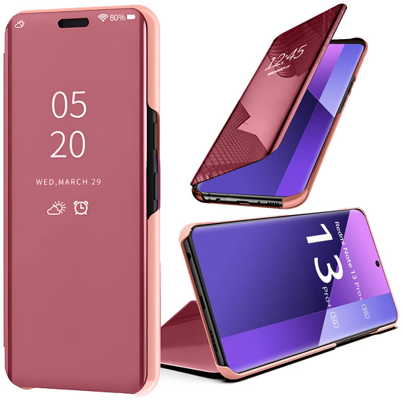 Huse pentru Xiaomi Redmi Note 13 Pro+, Clear View, roz rose gold