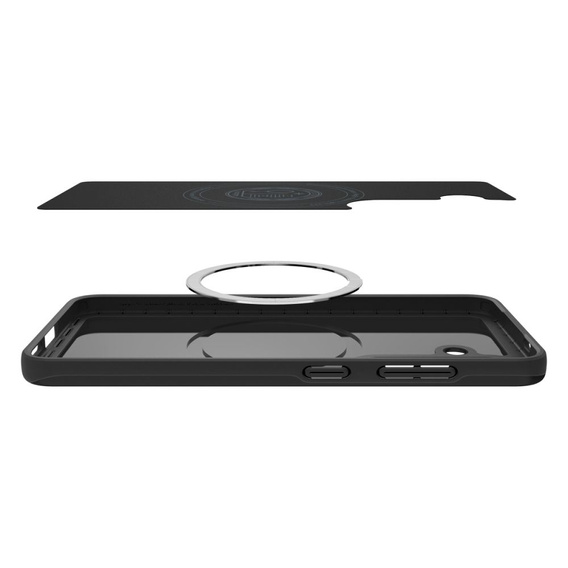 Carcasa Spigen pentru Samsung Galaxy S25, Thin Fit Mag, negru + sticlă temperată 9H