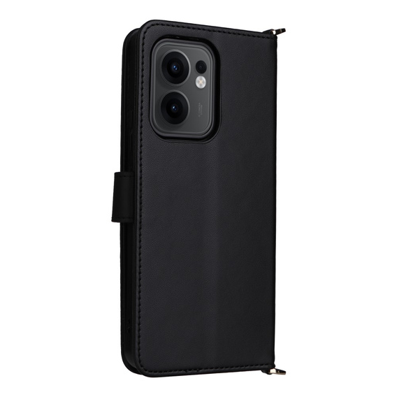 Carcasă cu clapetă pentru Oppo Reno 13F 5G, Crossbody Leather Wallet, negru