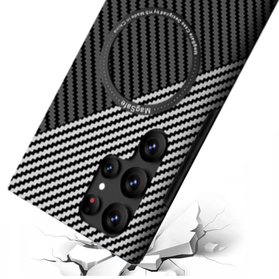 Huse pentru Samsung Galaxy S22 Ultra, Magsafe Slim Carbon, negru / gri