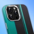 Carcasa pentru iPhone 16 Pro Max, Carbon Fiber MagSafe, negru / albastru