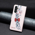 Cu clapetă pentru Samsung Galaxy A05s, Wallet, giraffe, roz