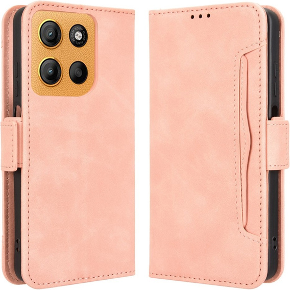 Cu clapetă pentru Motorola Moto G15 / Motorola Moto G15 Power, Card Slot, roz