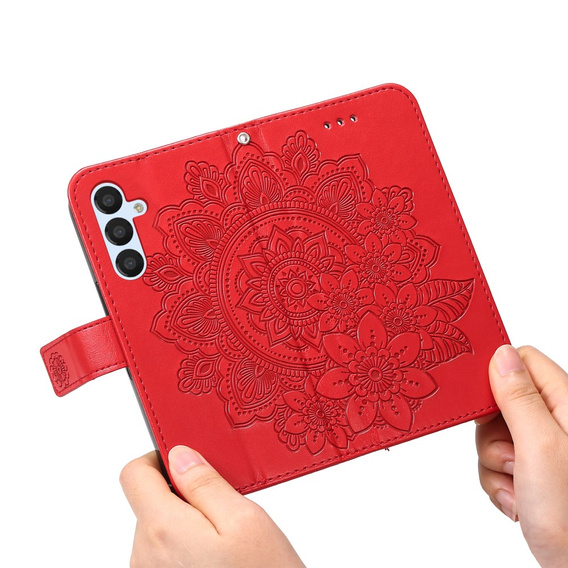 Cu clapetă pentru Samsung Galaxy A54 5G, Mandala Flower, roșu