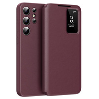 Husă cu clapetă pentru Samsung Galaxy S25 Ultra, Smart View Wallet, maroon