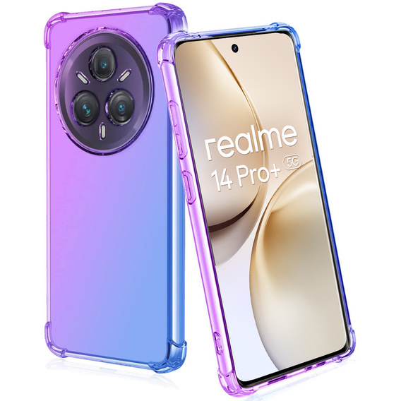 Husa pentru Realme 14 Pro+ 5G, Gradient Dropproof, Violet / albastru
