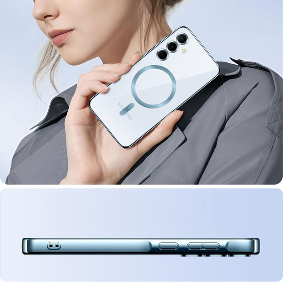 Husă pentru Samsung Galaxy A15 4G/5G, Electro MagSafe, albastru + Sticlă pentru ecran