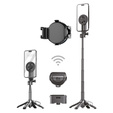 Selfie Stick din aluminiu cu funcție de trepied și telecomandă Bluetooth, pentru smartphone-uri