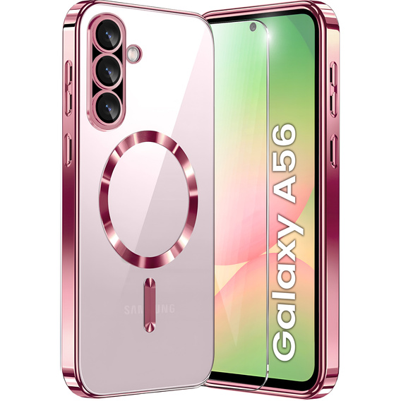 Husă pentru Samsung Galaxy A56, Electro MagSafe, roz rose gold + Sticlă pentru ecran