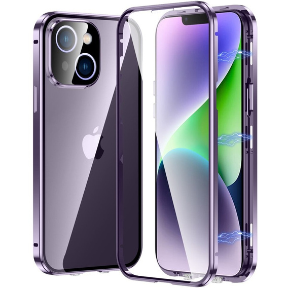 Husa pentru iPhone 15, Magnetic Dual Glass, violet