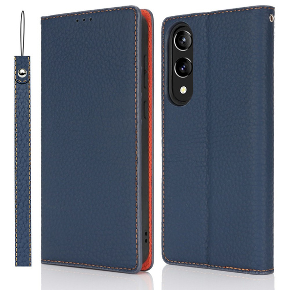 Cu clapetă pentru Samsung Galaxy S25 Edge, Litchi Skin Grain, albastru închis