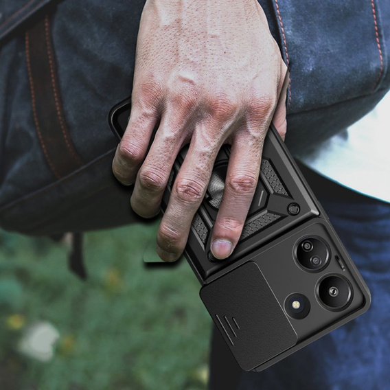 Husă blindată pentru Xiaomi Redmi 13C / Poco C65, CamShield Slide, negru