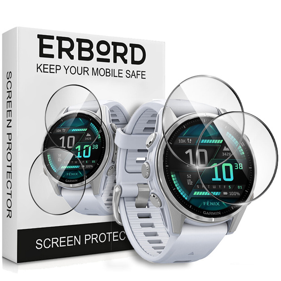 2x ERBORD Hybrid Glass pentru Garmin Fenix 8 43mm