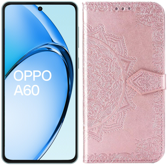 Cu clapetă pentru Oppo A60, Mandala, roz