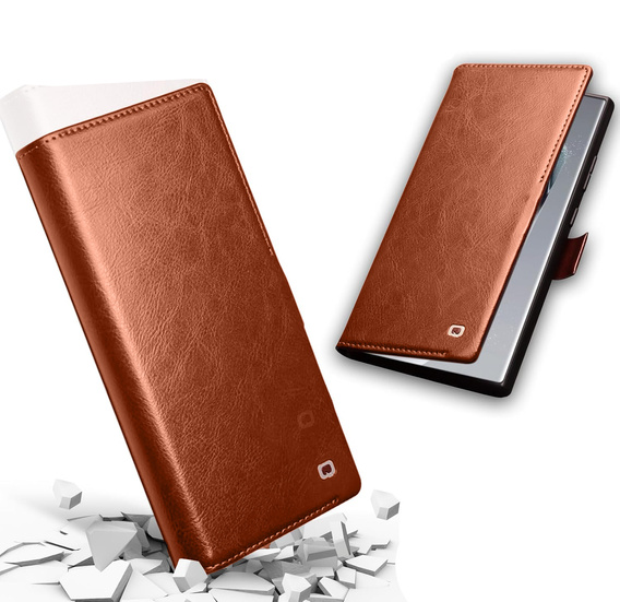 Carcasa flip pentru Samsung Galaxy S25 Ultra, QIALINO Leather Wallet, maro