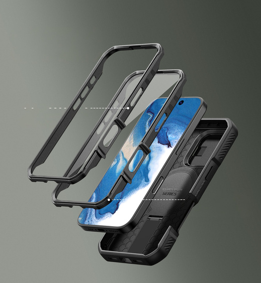 Husă blindată pentru iPhone 16 Pro Max, Dexnor CamProtect MagSafe, negru (Două rame)