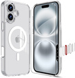 Carcasă ERBORD MagSafe pentru iPhone 16, buton activ, transparentă + Sticlă pentru ecran