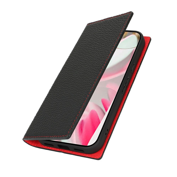 Husă cu clapetă pentru Google Pixel 10 / 10 Pro, piele Litchi Grain, negru