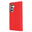Cu clapetă pentru Samsung Galaxy S25, Litchi Skin Grain, roșu