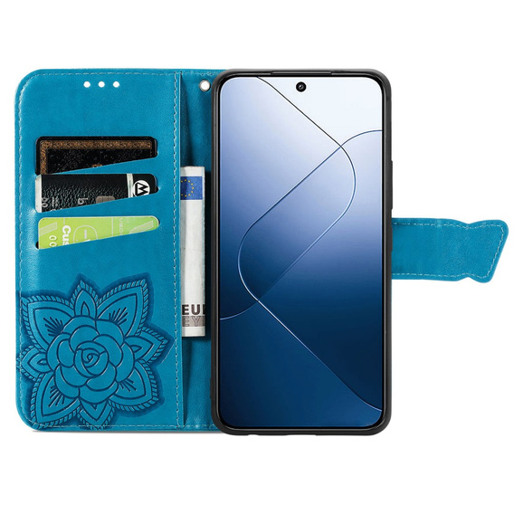 Carcasă Flap pentru Xiaomi Redmi 15 5G / 4G, Butterfly, albastru