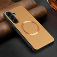 Huse pentru Samsung Galaxy A56 5G, Leather Hybrid MagSafe, de aur