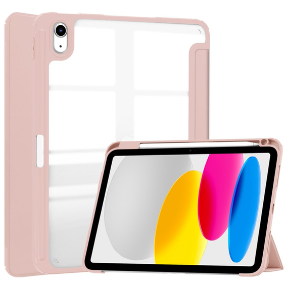 Husă pentru iPad 10.9 2022 10 Gen, Smartcase Hybrid, cu spațiu pentru stylus, roz