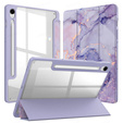 Husă pentru Samsung Galaxy Tab S10 Lite / S10 FE / S9 FE, Smartcase Hybrid, cu spațiu pentru stylus, Marble violet
