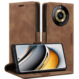 Husă pentru Realme 11 Pro 5G / Pro+ 5G, ERBORD Vintage, portofel cu clapetă, maro