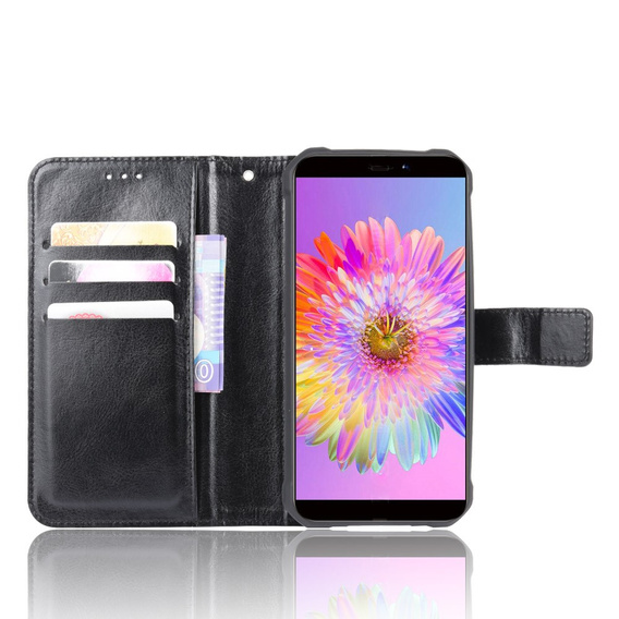 Cu clapetă pentru Oukitel WP5, Crazy Horse Wallet, negru