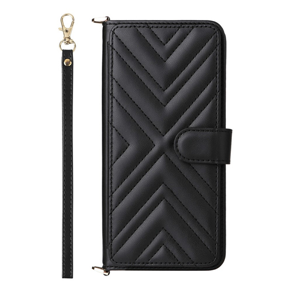 Carcasă cu clapetă pentru Xiaomi Redmi A5, Crossbody Leather Wallet, negru
