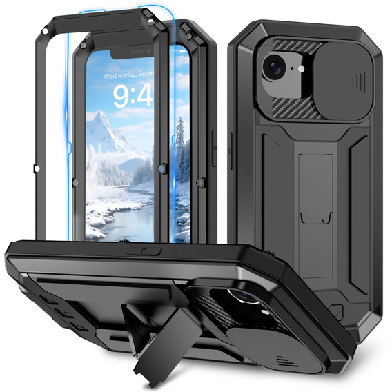 Husă blindată pentru iPhone 16E, R-JUST, negru