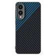 Carcasa ABEEL pentru Samsung Galaxy S25 Edge, Carbon Fiber, pentru MagSafe, negru / albastru