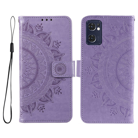 Cu clapetă pentru Oppo Reno7 5G, Mandala, violet