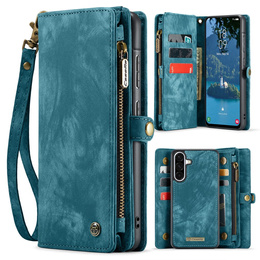Husă CASEME pentru Samsung Galaxy A56 5G, Retro Leather Wallet, cu curea de umăr, verde