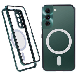 Carcasa Magnetic Dual Glass MagSafe pentru Samsung Galaxy S22 Plus, verde