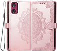 Cu clapetă pentru Motorola Edge 50 Fusion 5G, Mandala, roz