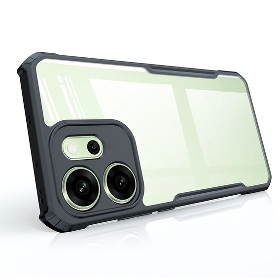 Carcasă pentru Oppo Reno 14F, întărită, transparentă cu laturi negre