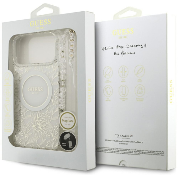 Husă cu curea IML Flowers Electroplated Allover With Beads, pentru MagSafe, cu curea pentru iPhone 17 Pro Max