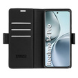 Husă pentru Realme 14 Pro 5G, ERBORD Glossy Litchi, portofel cu clapetă, negru