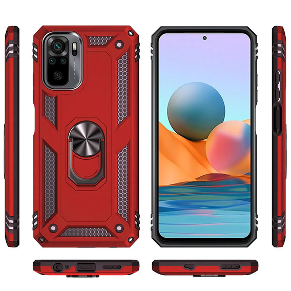 Husă blindată pentru Xiaomi Redmi Note 10 / 10S, Nox Case Ring, roșu