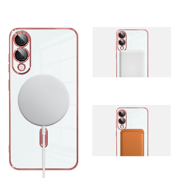 Husă pentru Samsung Galaxy S25 Edge, Electro MagSafe, roz rose gold + Sticlă pentru ecran