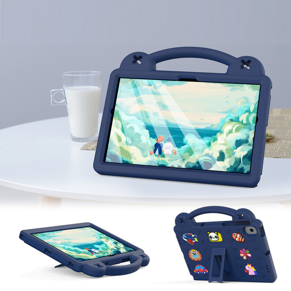 Husă pentru copii pentru Samsung Tab A8 X200 / X205, Cute Patterns, cu suport, albastru închis