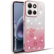 Husă pentru Motorola Moto G86 5G, Glitter Flower, roz rose gold