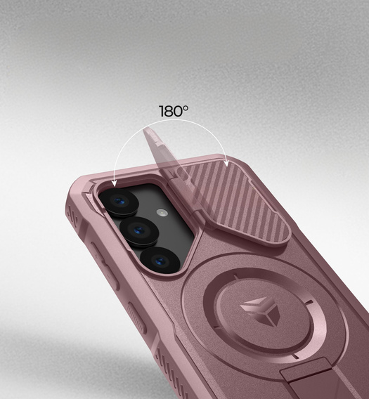 Husă blindată pentru Samsung Galaxy S25, Dexnor CamProtect MagSafe, roz (Două rame)