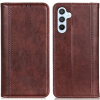 Huse pentru Samsung Galaxy S24, Wallet Litchi Leather, maro